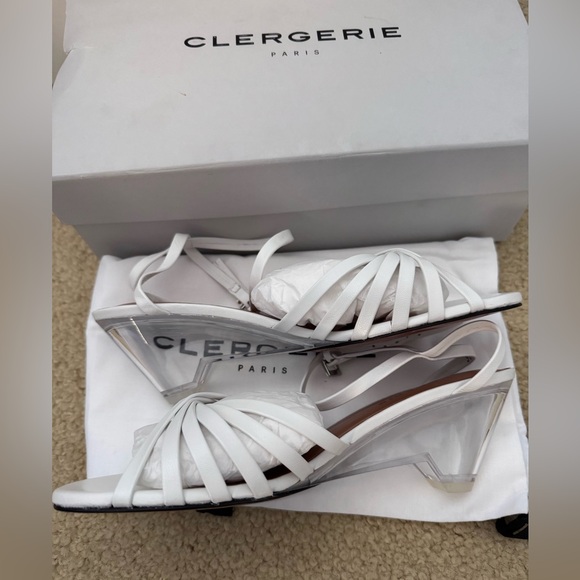 NEW‼️CLERGERIE Dita Leather Strappy Sandals Sz. 8 US/38 EU White - Picture 10 of 12